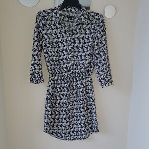 ☆ GAP Navy Blue Elephant Print Dress w Drawstring Waist Size XS ☆